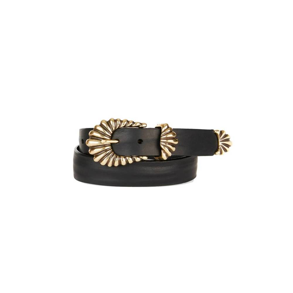 NEW BRAVE LEATHER lorali leather belt in black/gold